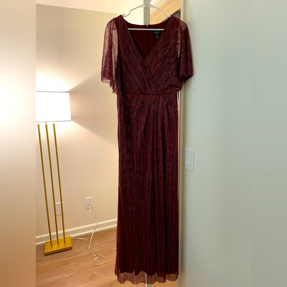 Adrianna Papell V Neckline Flutter-Sleeve Gown